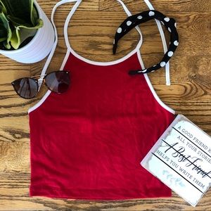 Red Halter Strap Top